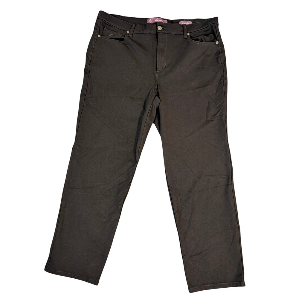 Gloria Vanderbilt Amanda Black Tapered Stretchy High Rise Pants Womens 16W